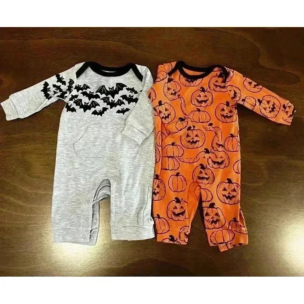 Lot 2 Carter's Halloween Long Sleeve Pajamas 3-6 Months (0169)